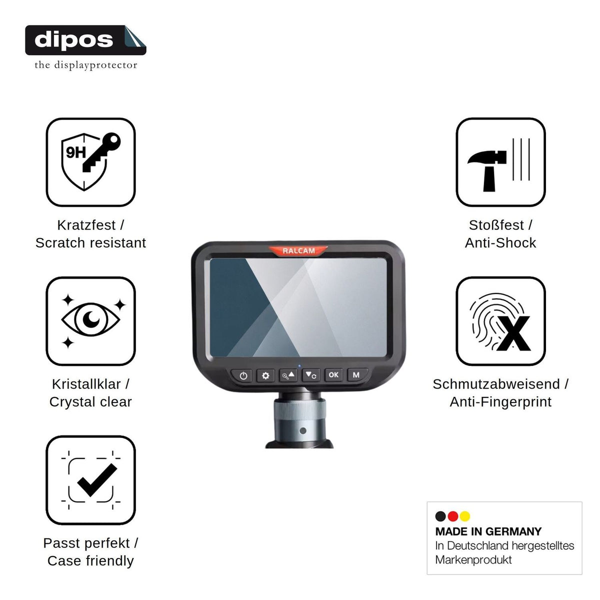 2x Screen Protector for Ralcam Endoscope Camera 5 Flexible Glass 9H dipos