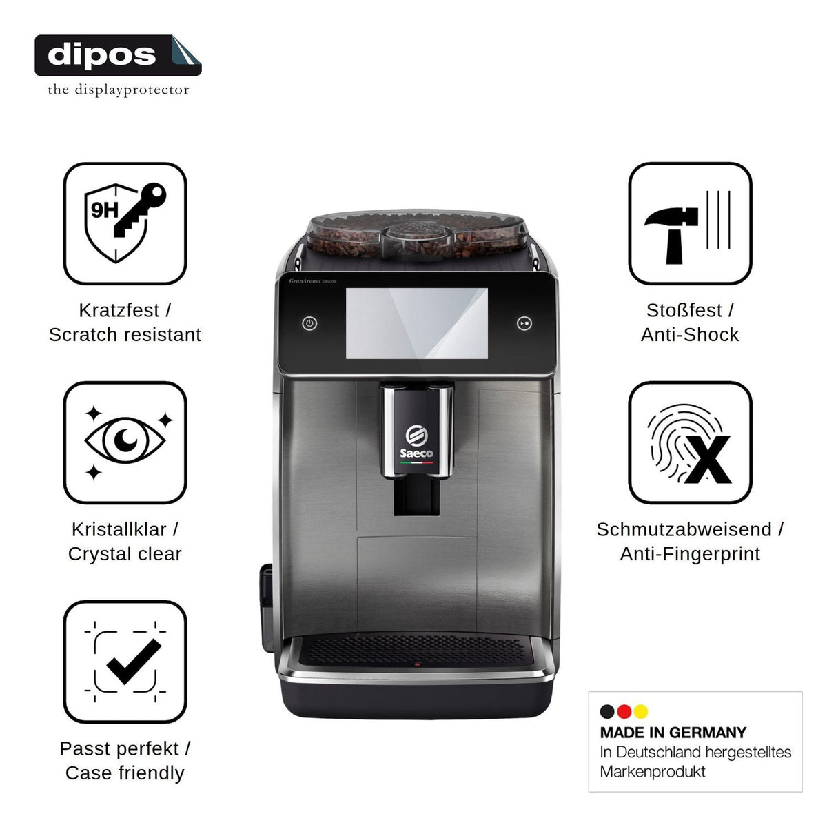 2x Screen Protector for Saeco GranAroma Deluxe SM6685/00 Flexible Glass 9H dipos