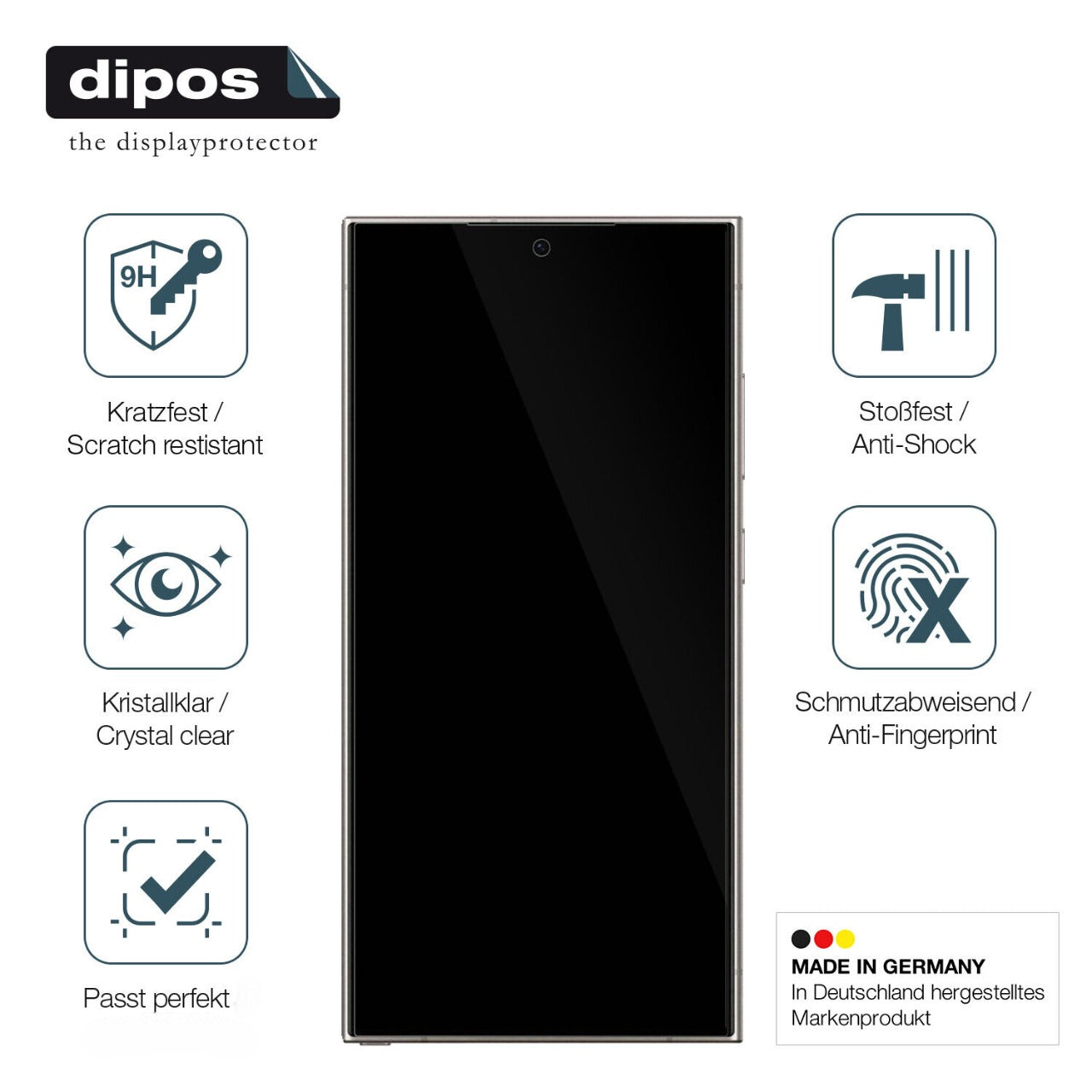 Displayschutz hergestellt in Deutschland, höchste Qualität made in Germany