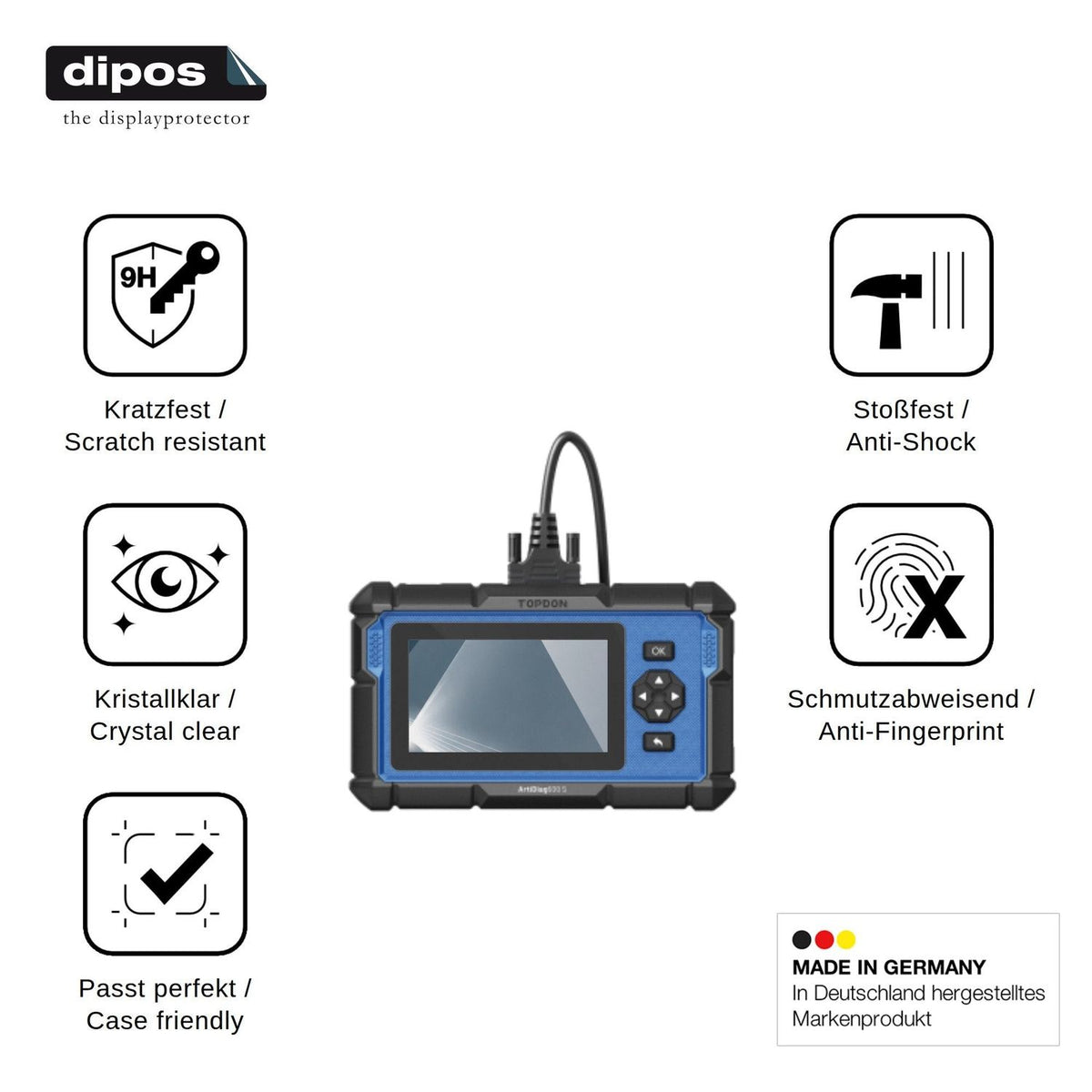 2x Screen Protector for Topdon ArtiDiag 600 S Flexible Glass 9H dipos