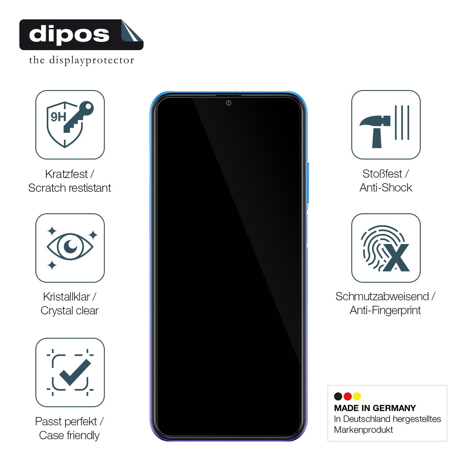 Displayschutz hergestellt in Deutschland, höchste Qualität made in Germany