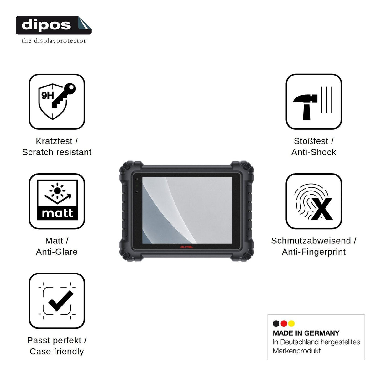 2x Screen Protector for Autel MaxiSys MS909 S2 matte Flexible Glass 9H dipos