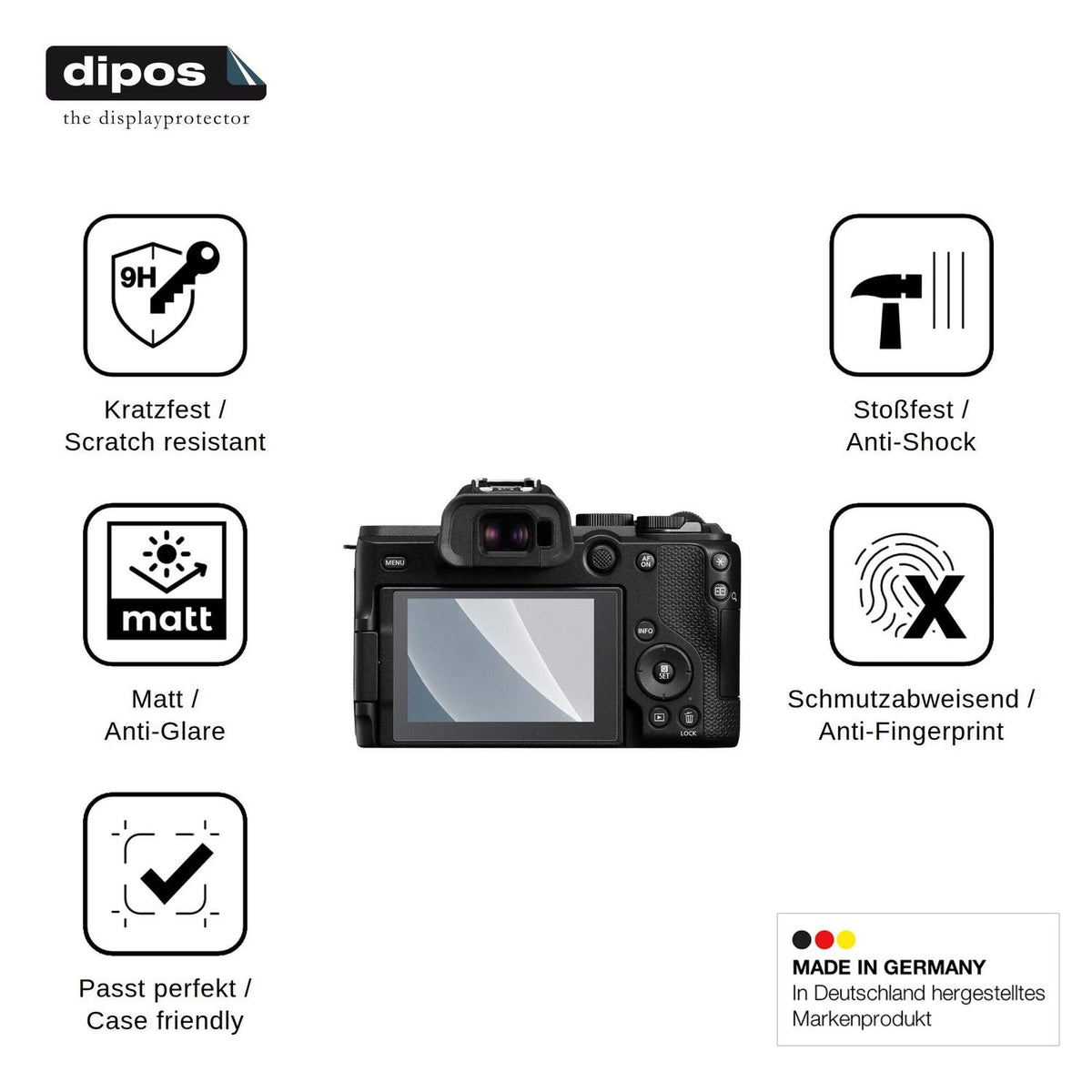 2x Screen Protector for Canon EOS R8 Mark II matte Flexible Glass 9H dipos