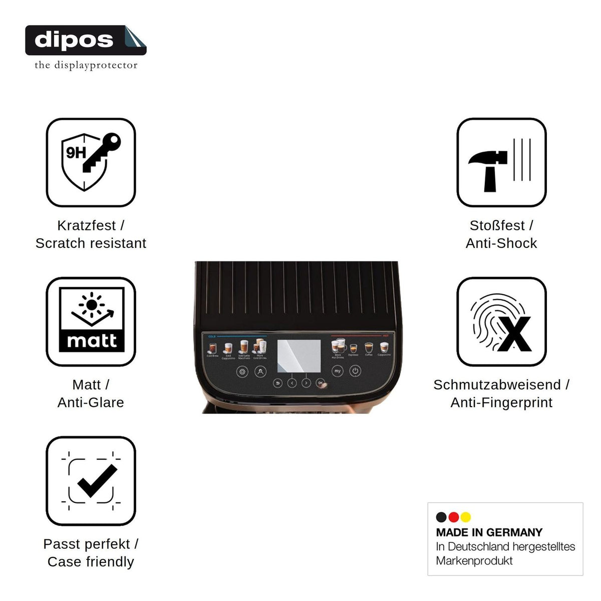 2x Screen Protector for DeLonghi Magnifica Duo ECAM330.80 matte Flexible Glass 9H dipos