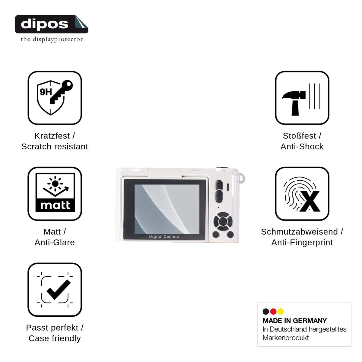 2x Screen Protector for Fesaymi 4K Digitalkamera 64MP matte Flexible Glass 9H dipos
