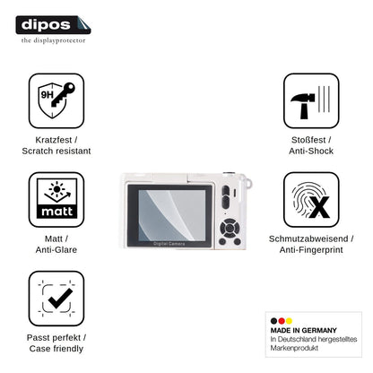 2x Screen Protector for Fesaymi 4K Digitalkamera 64MP matte Flexible Glass 9H dipos