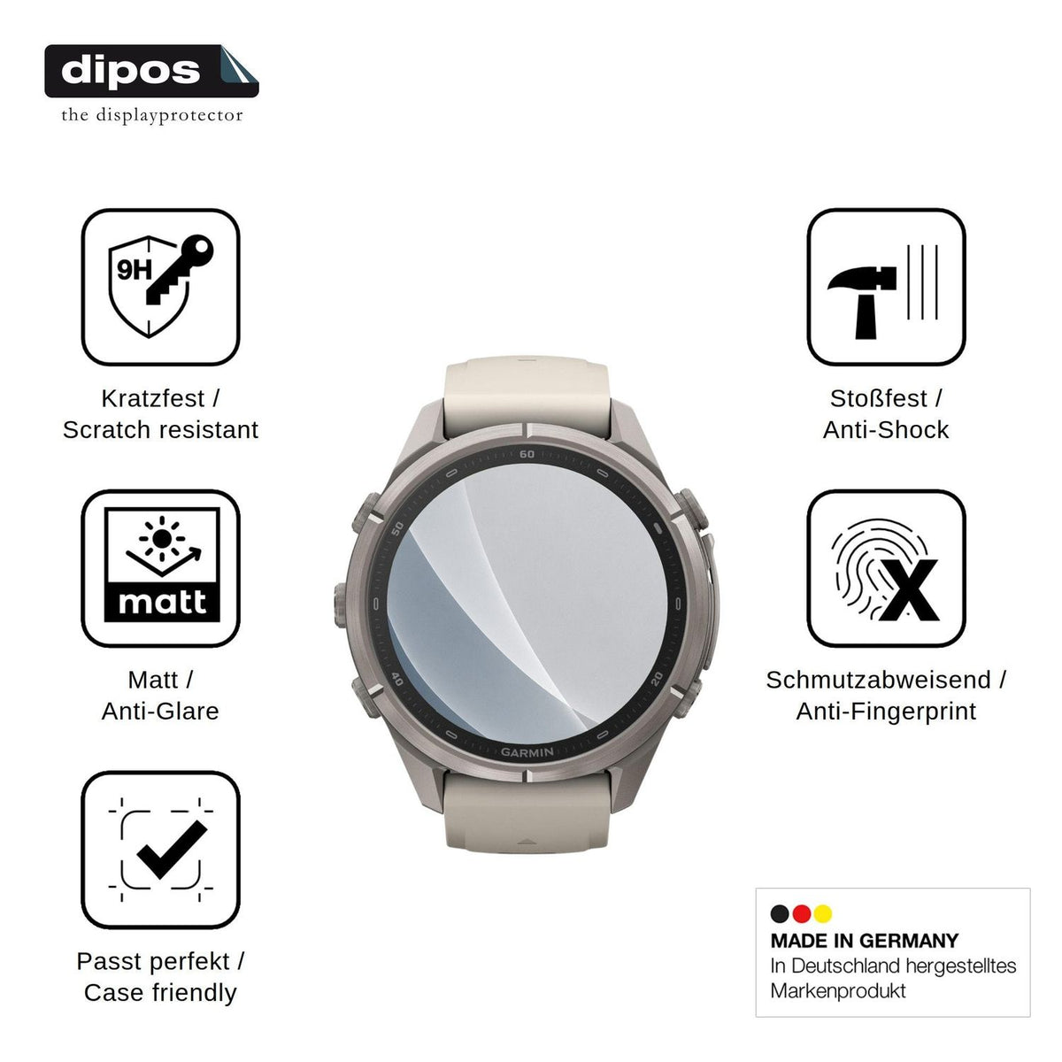 2x Screen Protector for Garmin Fenix 9 Pro matte Flexible Glass 9H dipos