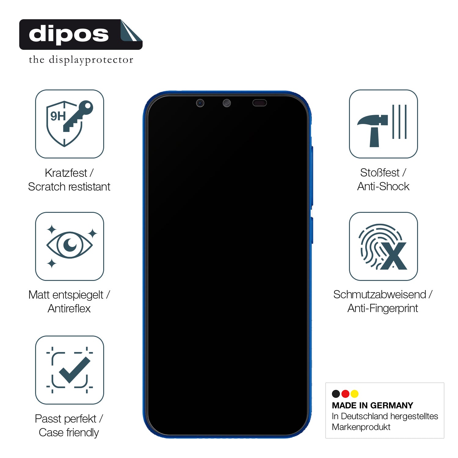 Displayschutz hergestellt in Deutschland, höchste Qualität made in Germany
