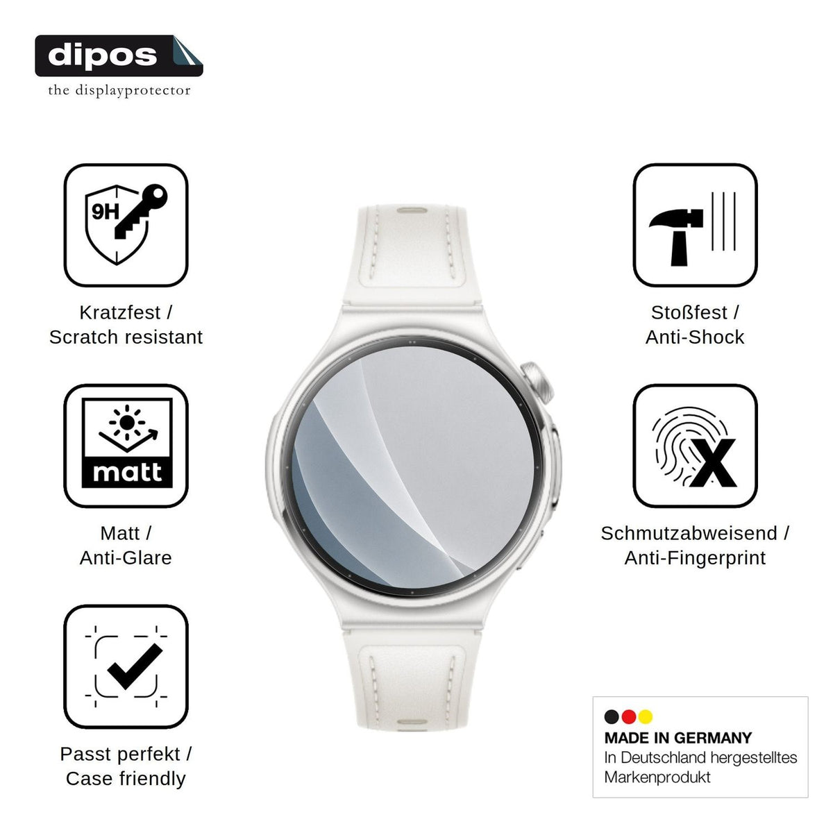 2x Screen Protector for Huawei Watch 6 42mm matte Flexible Glass 9H dipos
