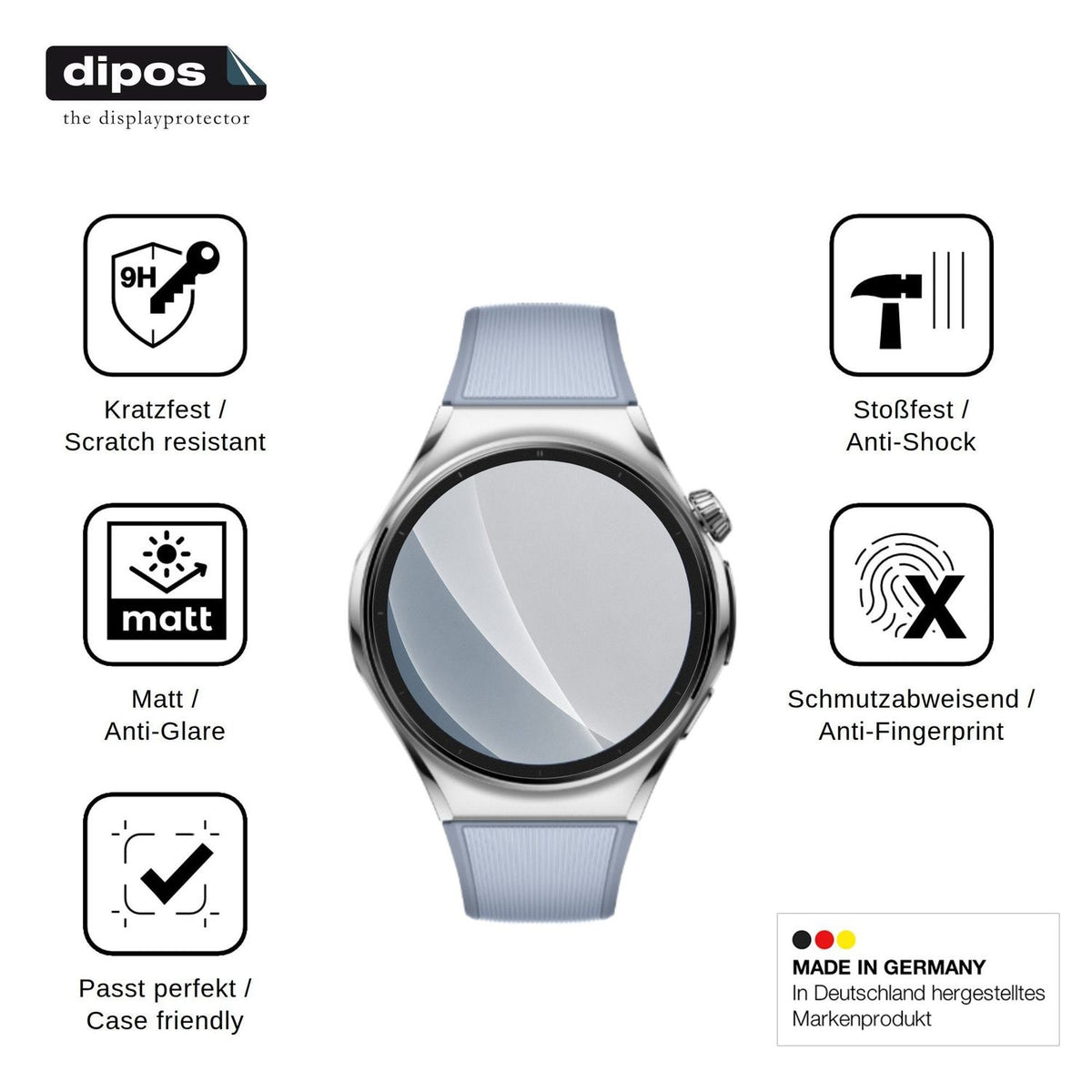 2x Screen Protector for Huawei Watch 6 46 mm matte Flexible Glass 9H dipos