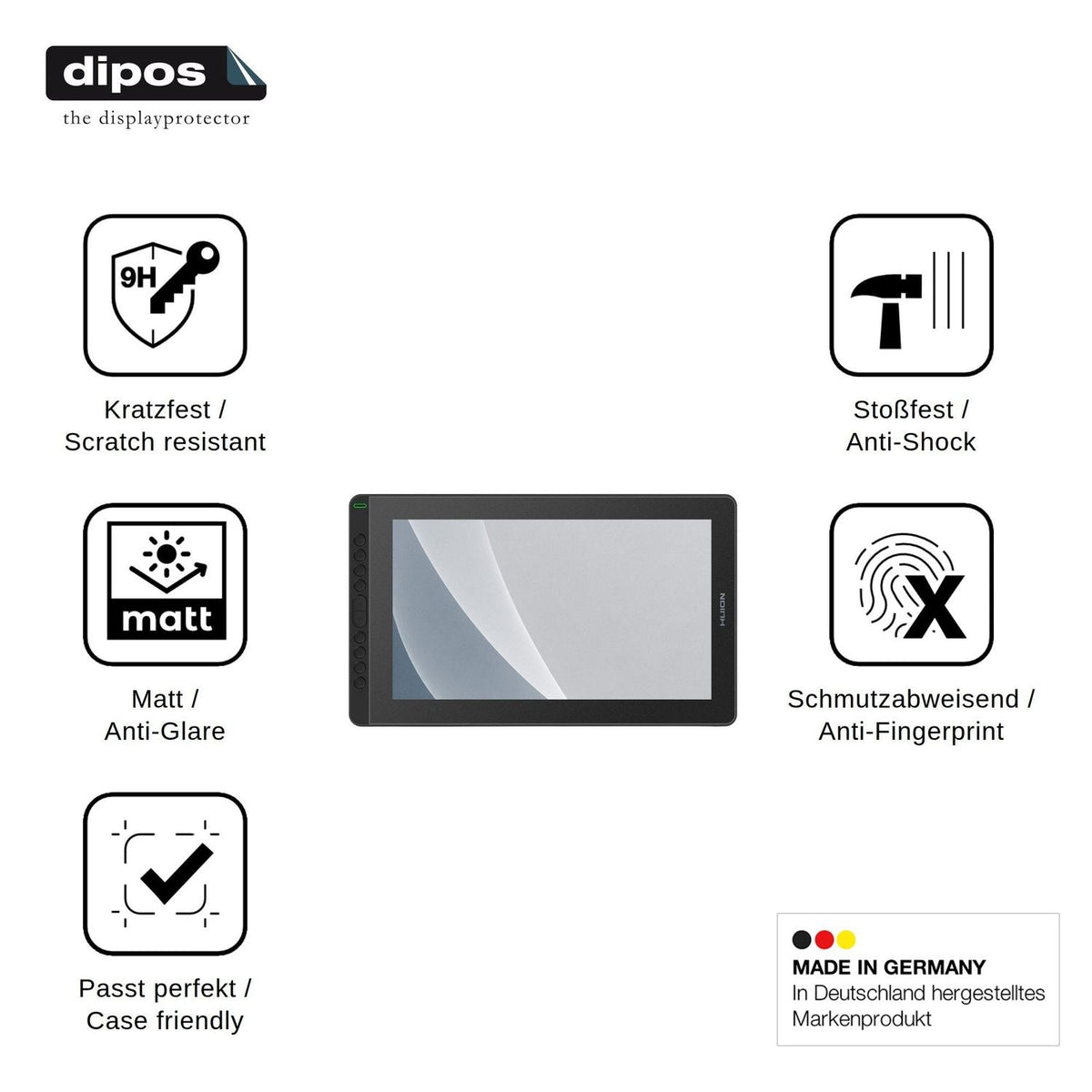 2x Screen Protector for Huion Kamvas 16 2021 matte Flexible Glass 9H dipos