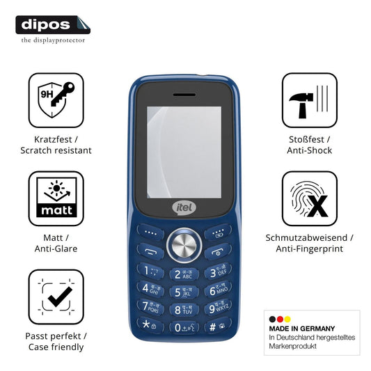 Matte Displayschutzfolie von dipos passend für Itel IT2165C, 9H kratzfest und blasenfrei montiert