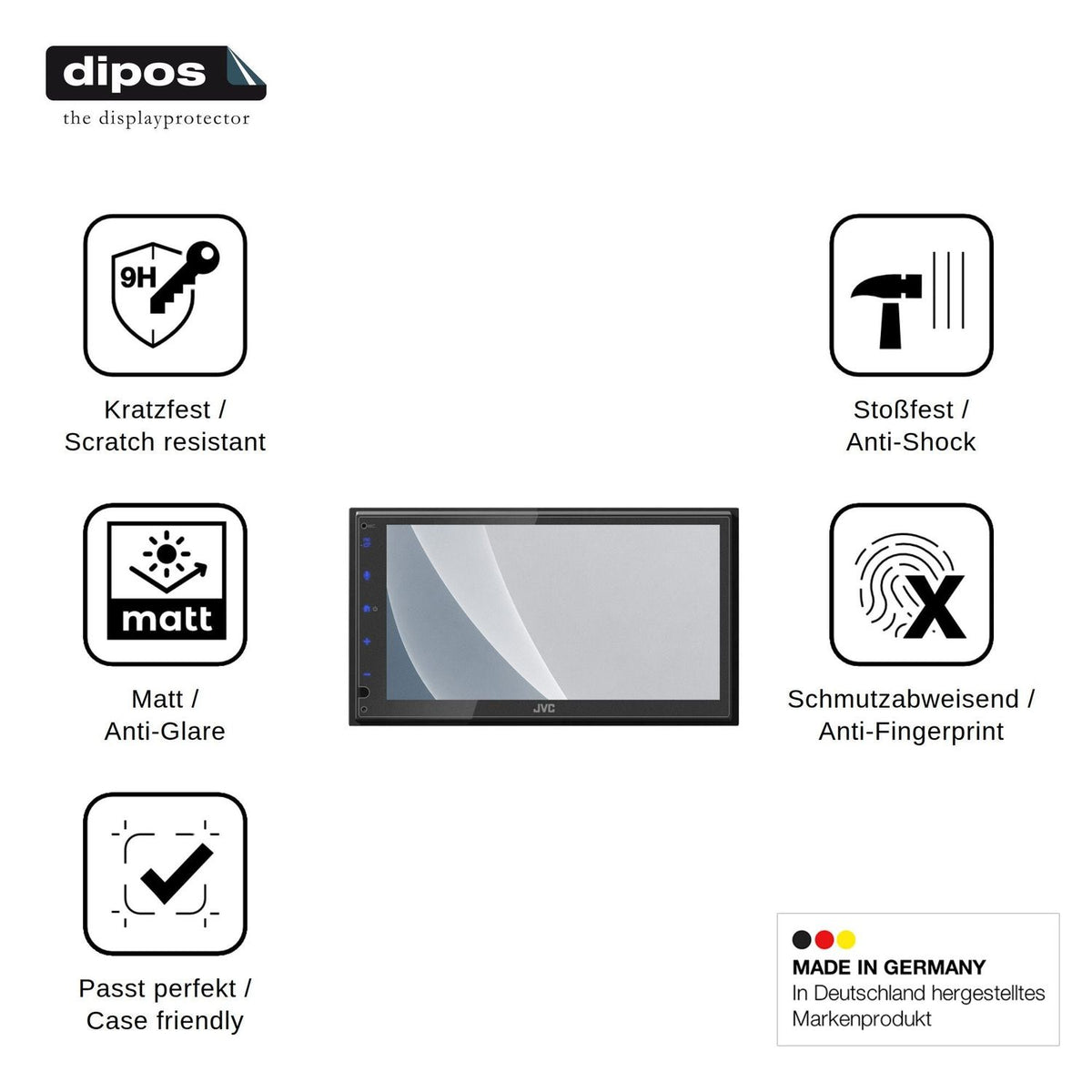 2x Screen Protector for JVC KW-M593BT matte Flexible Glass 9H dipos