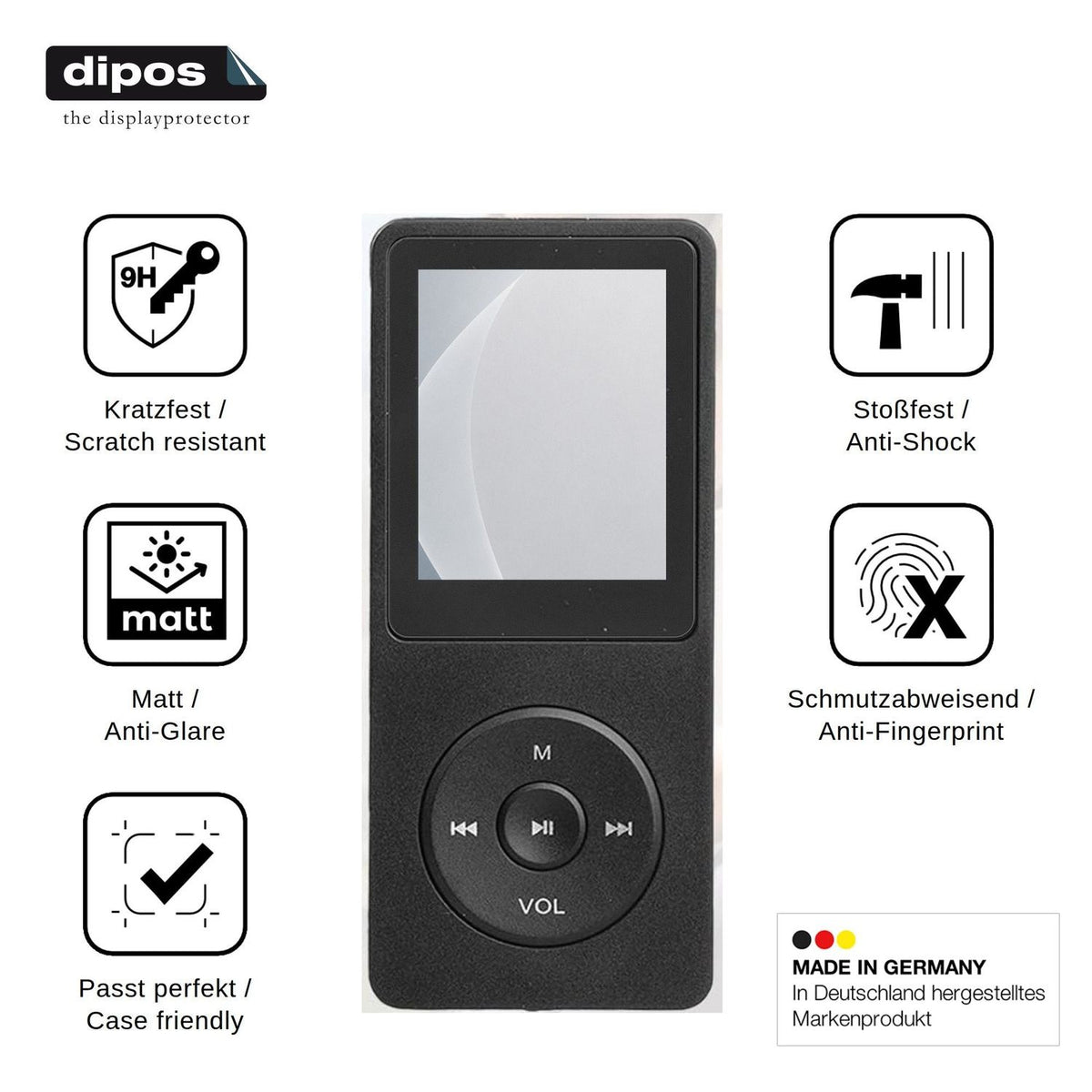 2x Screen Protector for LEVMEK GS-black mp3 matte Flexible Glass 9H dipos