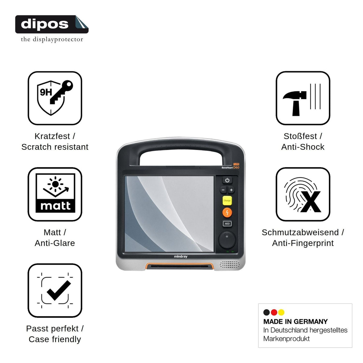 2x Screen Protector for Mindray Beneheart D60 matte Flexible Glass 9H dipos