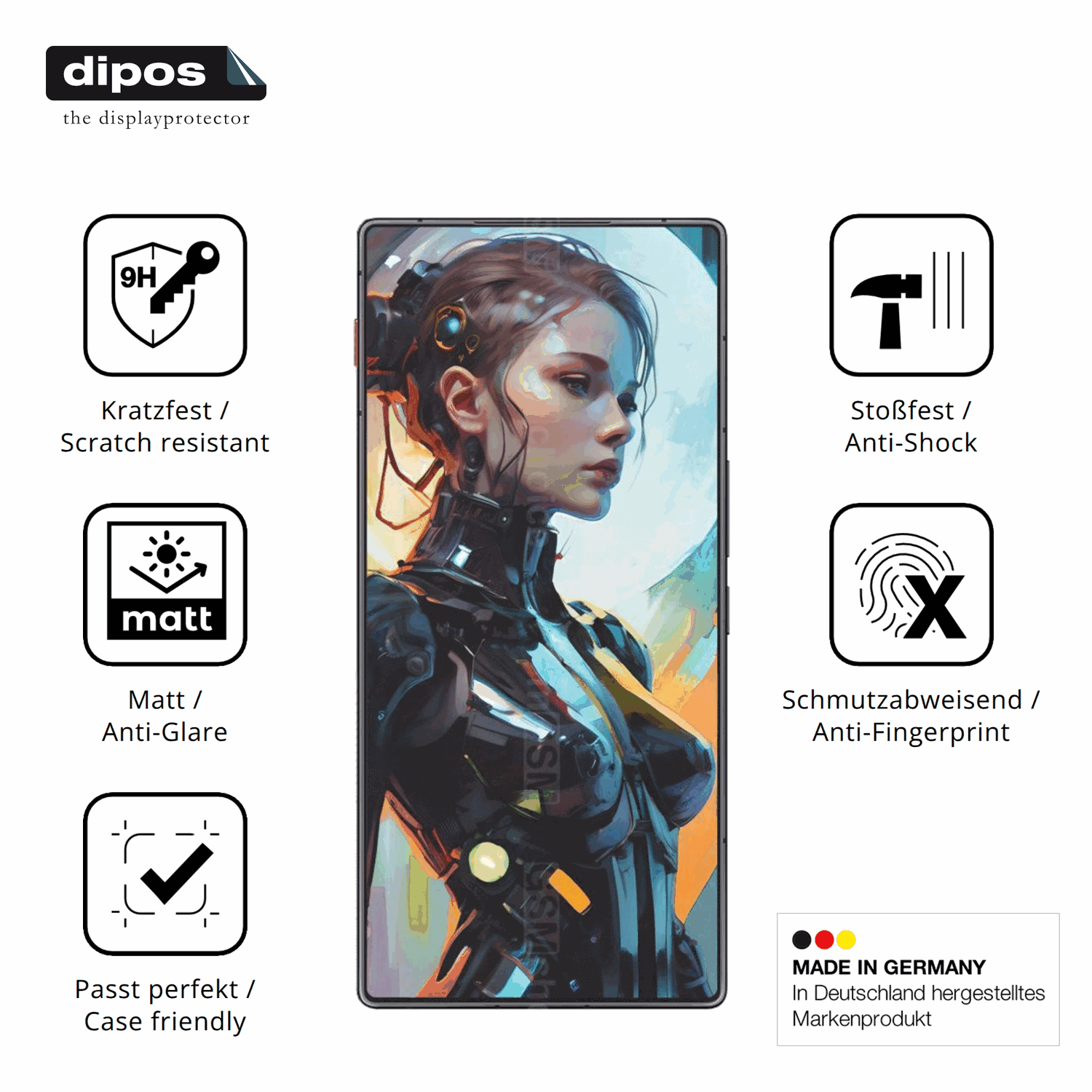Displayschutz hergestellt in Deutschland, höchste Qualität made in Germany