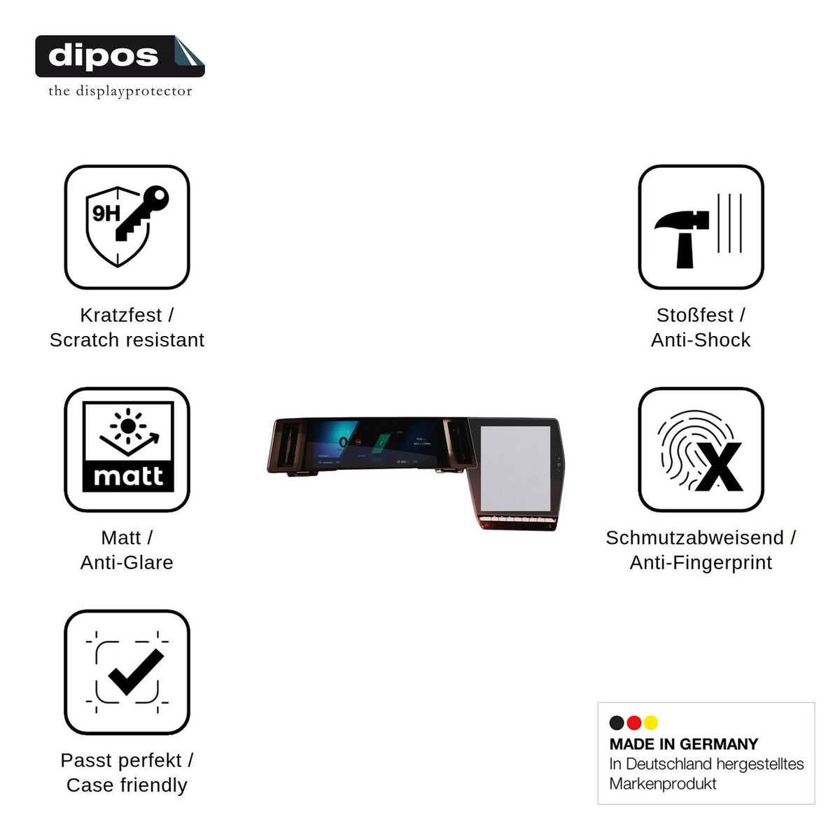 2x Screen Protector for Renault Espace openR Link 12 matte Flexible Glass 9H dipos