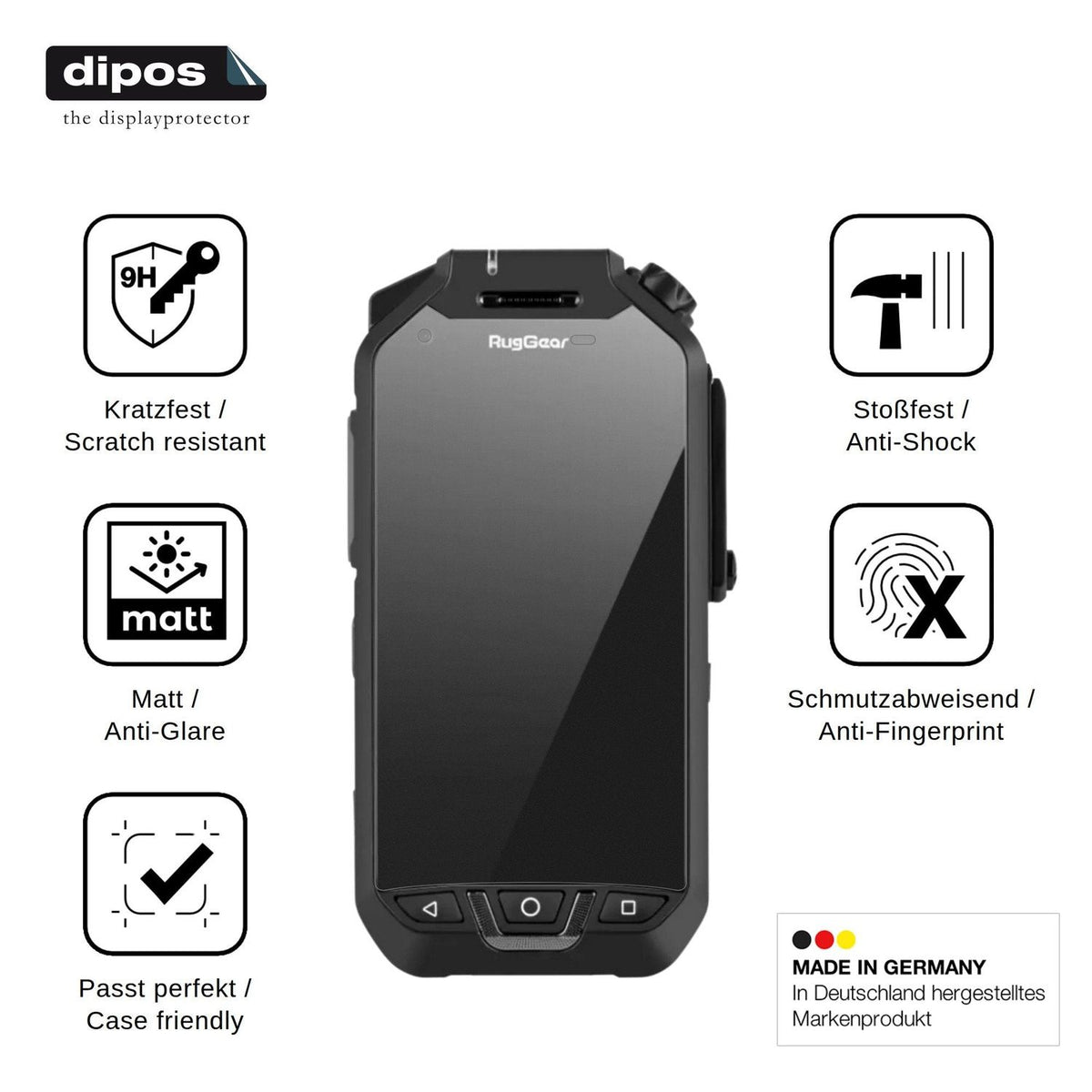 2x Screen Protector for RugGear RG750 matte Flexible Glass 9H dipos
