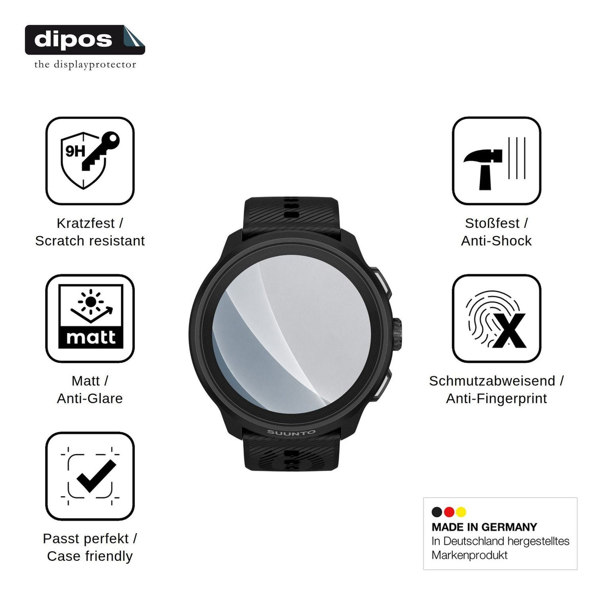 2x Screen Protector for Suunto Run 2 matte Flexible Glass 9H dipos