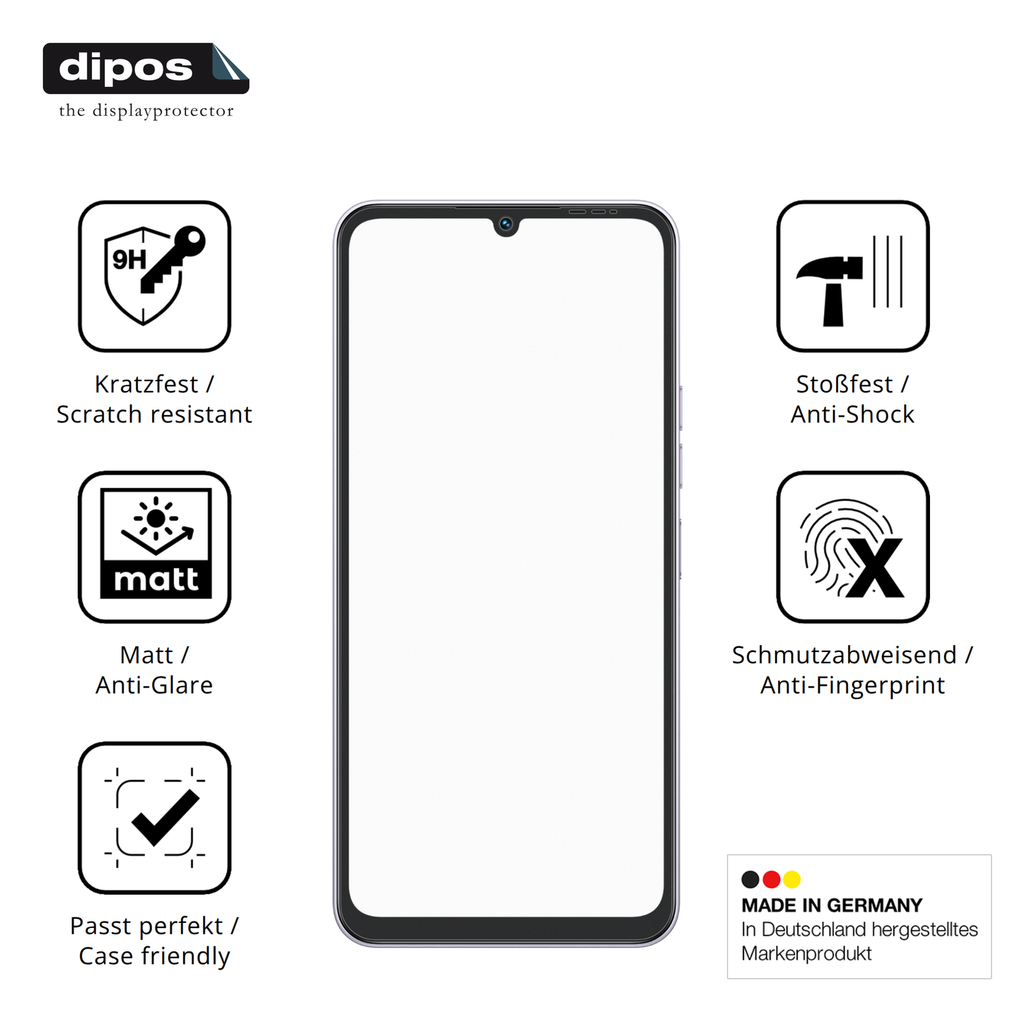 Displayschutz hergestellt in Deutschland, höchste Qualität made in Germany