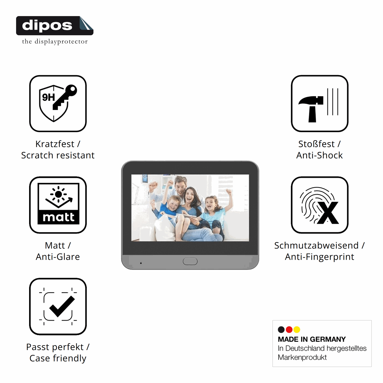 Displayschutz hergestellt in Deutschland, höchste Qualität made in Germany