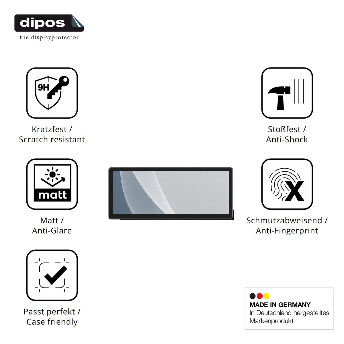 Displayschutz hergestellt in Deutschland, höchste Qualität made in Germany