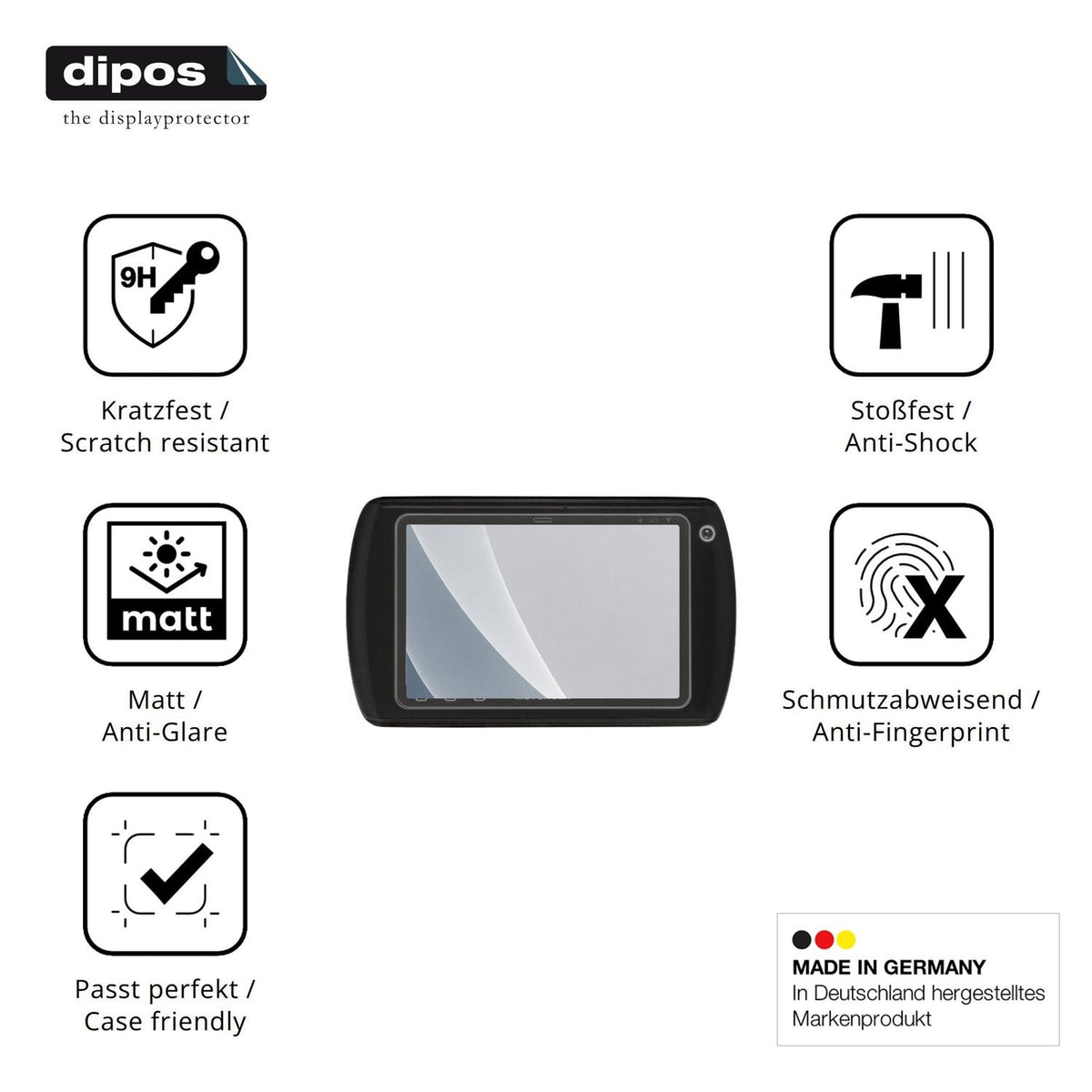 Displayschutz hergestellt in Deutschland, höchste Qualität made in Germany