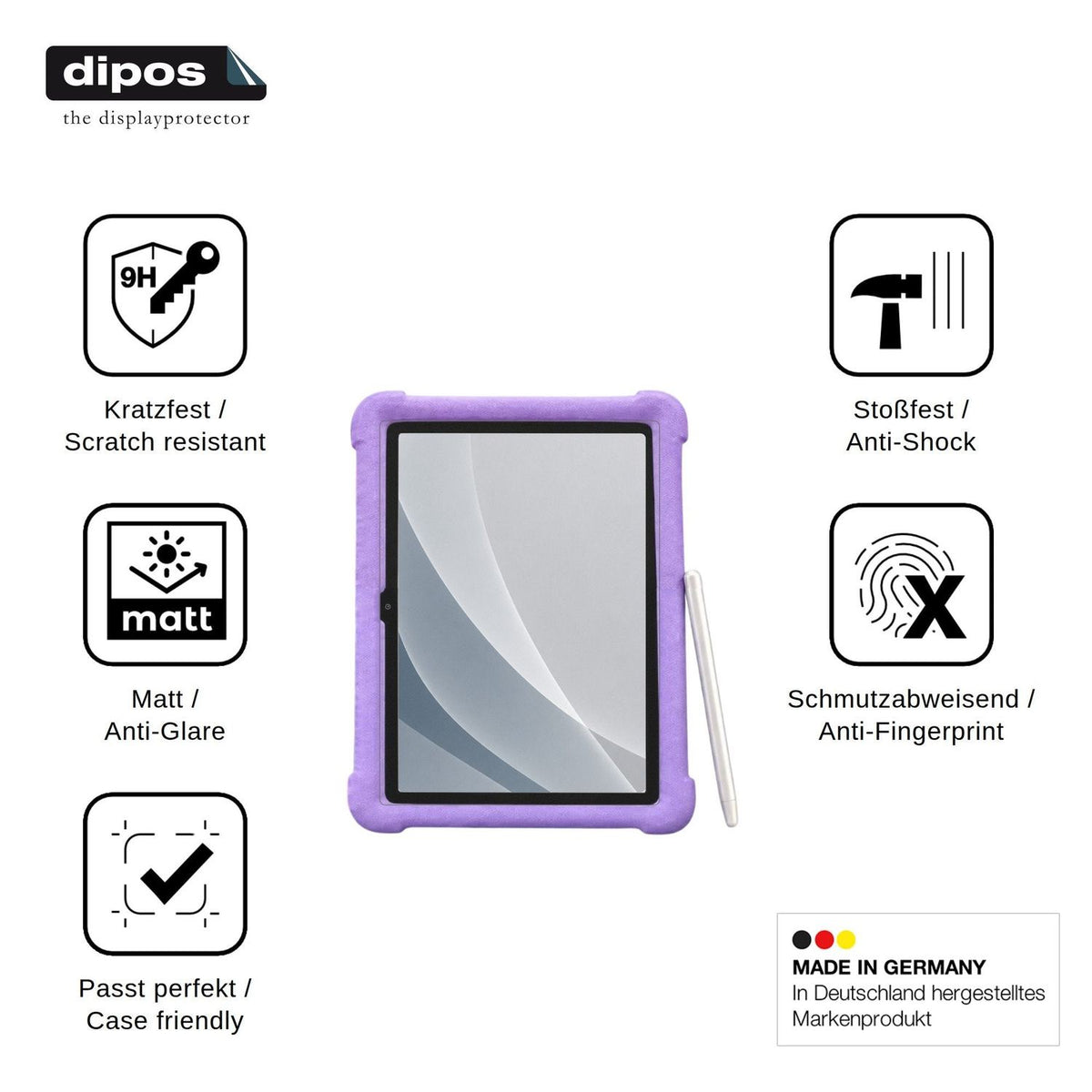 2x Screen Protector for ZONKO Kinder Tablet 10 matte Flexible Glass 9H dipos