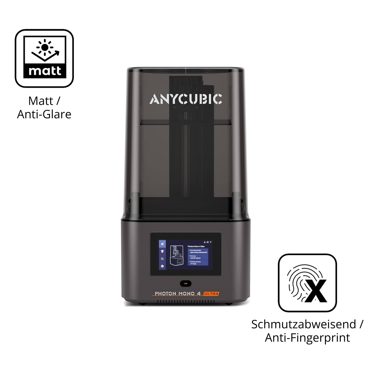 Dünne und entspiegelnde Folie passend zugeschnitten für Anycubic Photon Mono 4