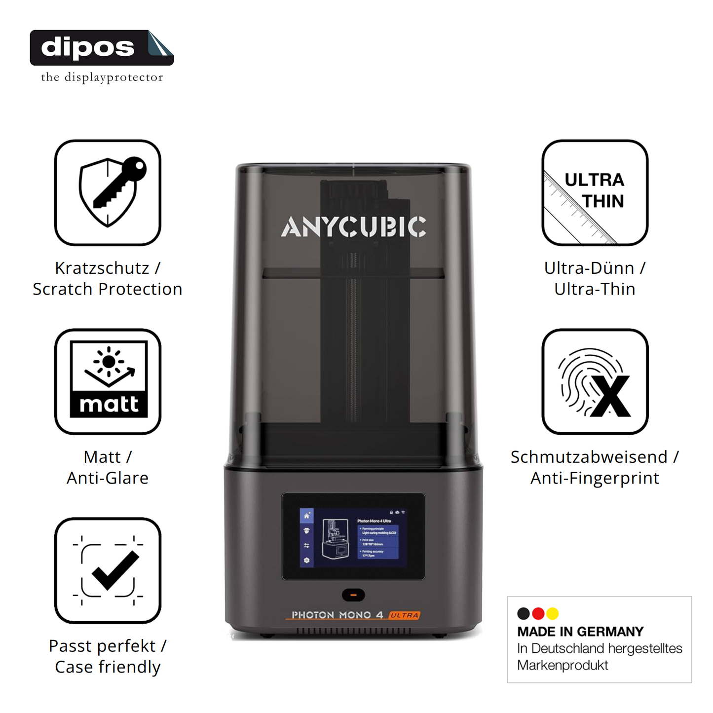 Displayschutz hergestellt in Deutschland, höchste Qualität made in Germany