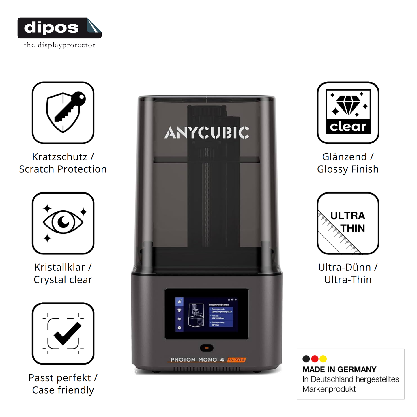 Displayschutz hergestellt in Deutschland, höchste Qualität made in Germany