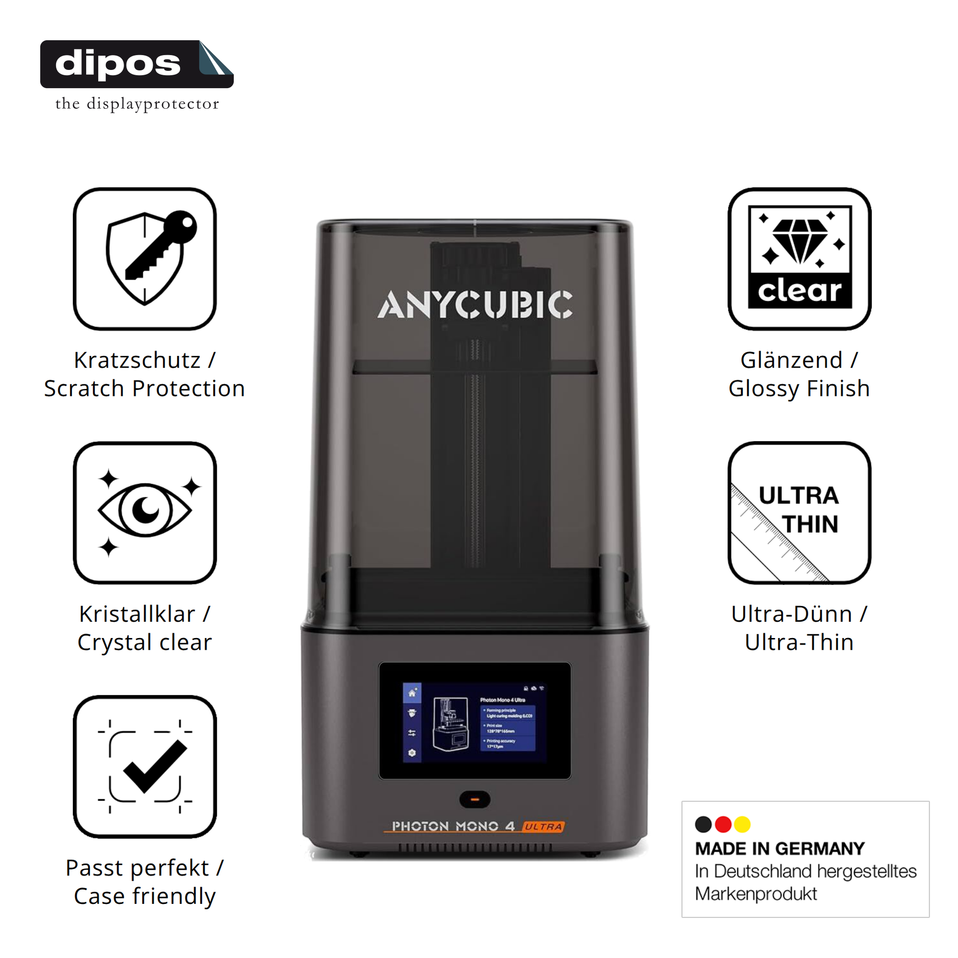 Displayschutz hergestellt in Deutschland, höchste Qualität made in Germany