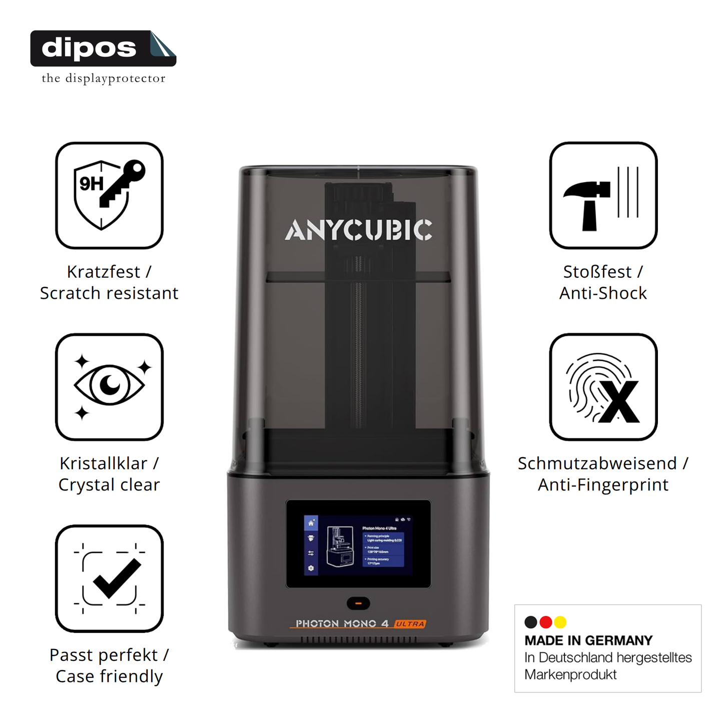 Displayschutz hergestellt in Deutschland, höchste Qualität made in Germany