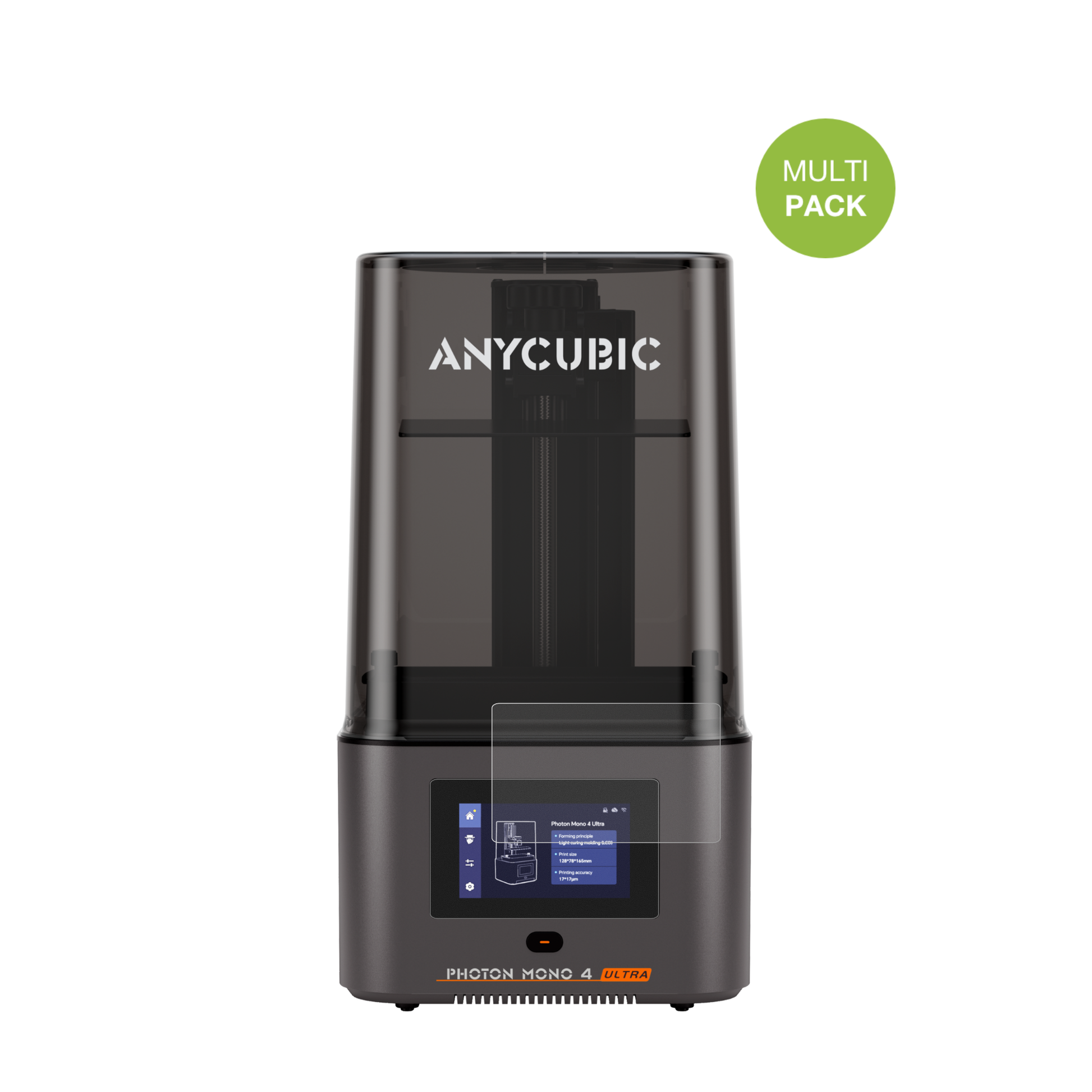 AnycubicPhoton Mono 4 Ultra mit aufgebrachter dipos Displayschutzfolie, die lästige Fingerabdrücke minimiert