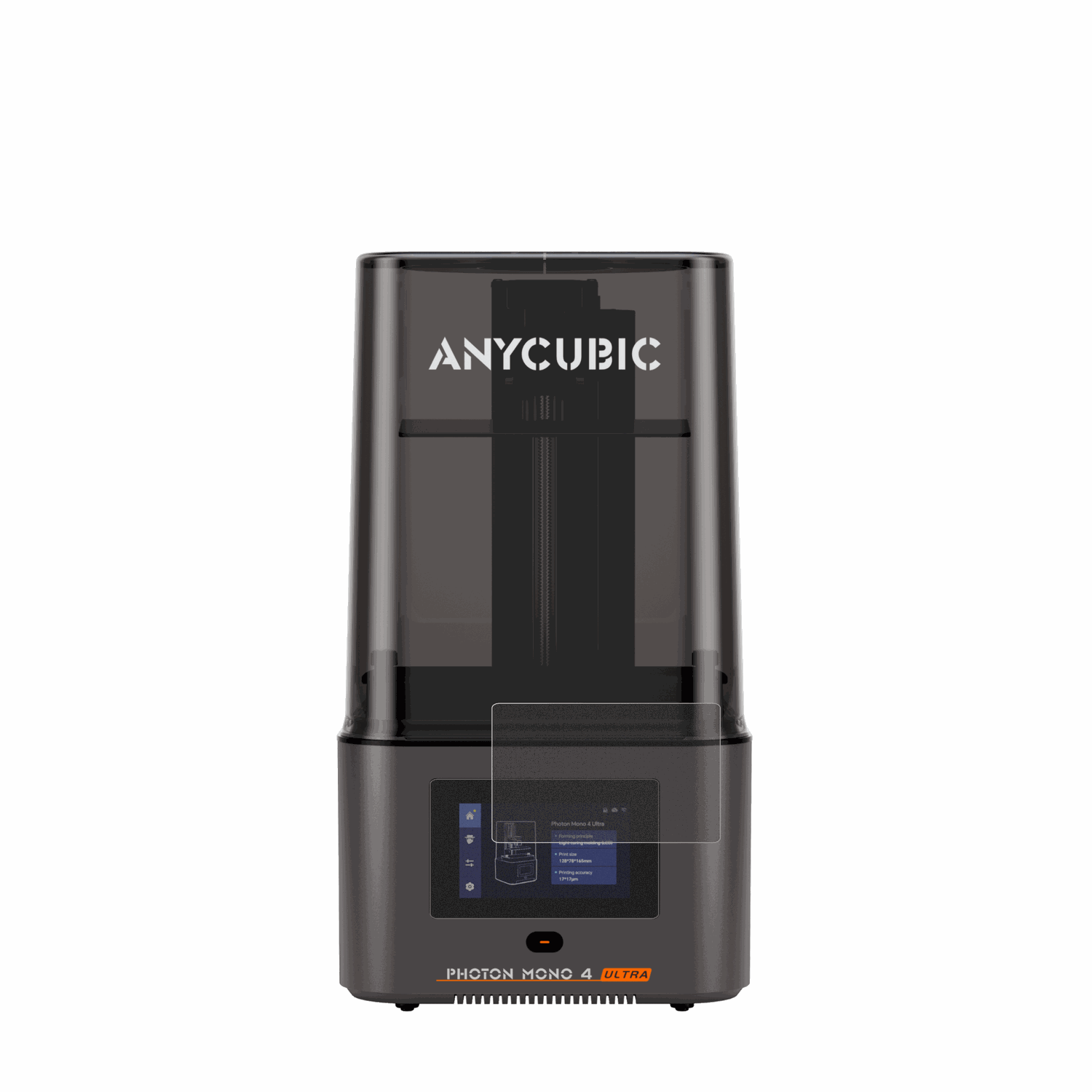 AnycubicPhoton Mono 4 Ultra mit aufgebrachtem dipos Displayschutz, der seitliche Einblicke blockiert