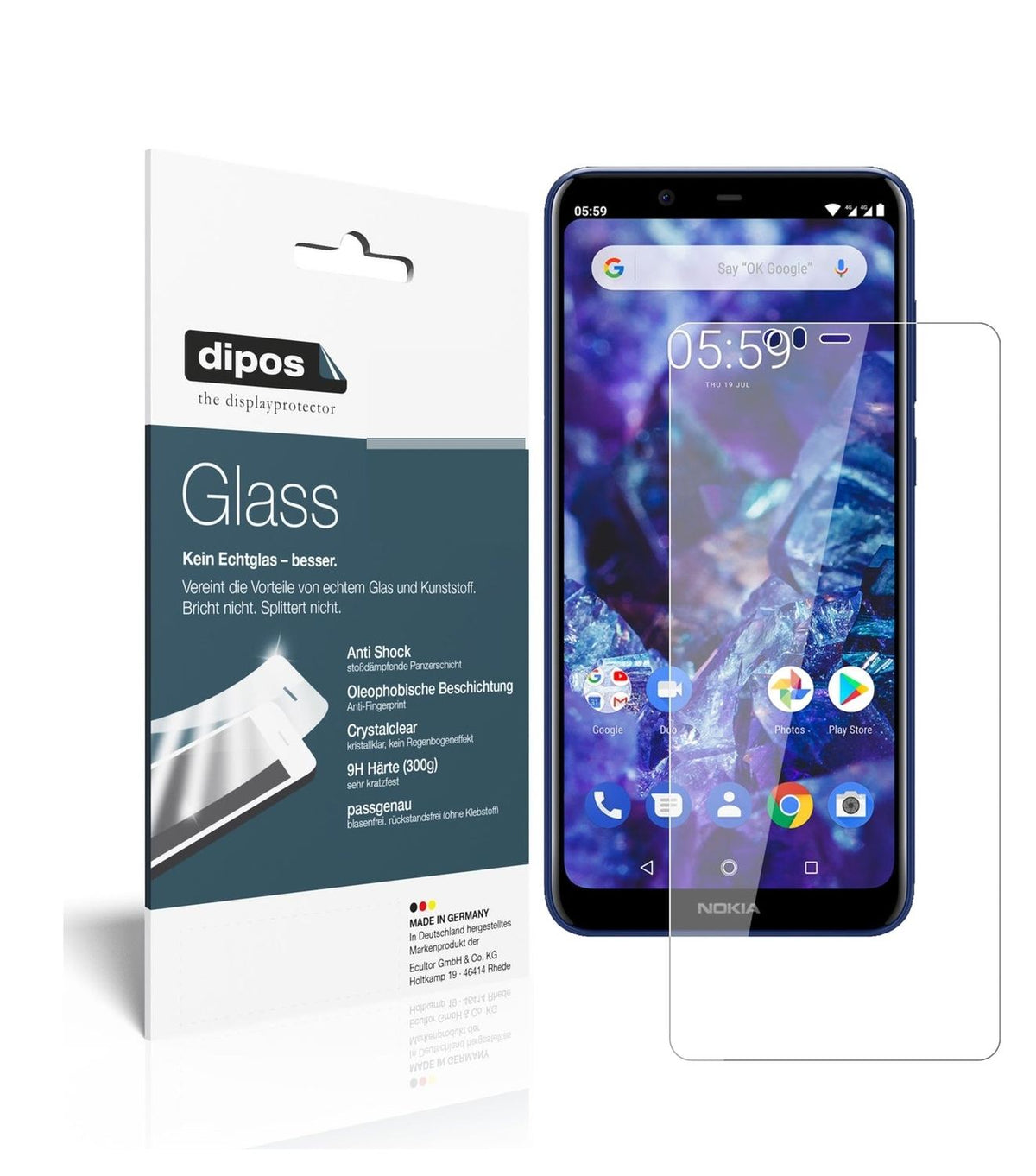 9H Clear Screen Protector for Nokia 5.1 Plus – Shatterproof, Crystal Clear | dipos