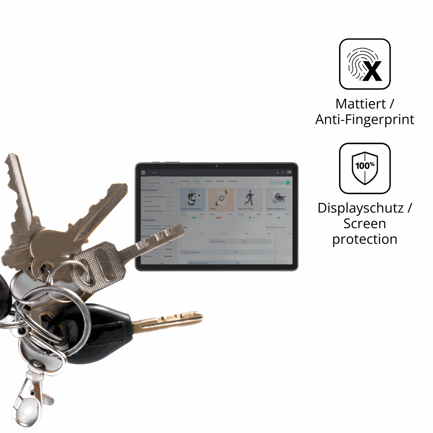 dipos Displayschutz für Aobante K80 10.1, mattierte Oberfläche, Blickschutzfilter und perfekter Passform