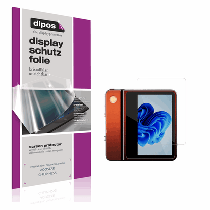 Klare Displayschutzfolie von dipos passend für AOOSTAR G-FLIP H255, präziser Zuschnitt und blasenfrei montiert