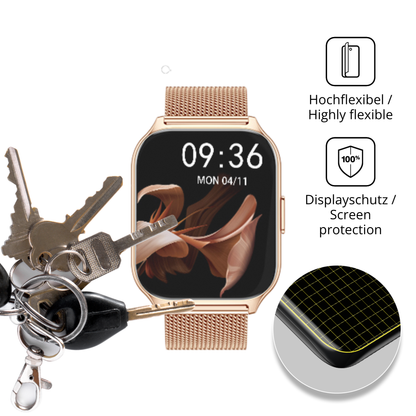 dipos Displayschutz für APAUK Smartwatch 2.01 Zoll, transparente Oberfläche, perfekte Passform auch für die Rundungen