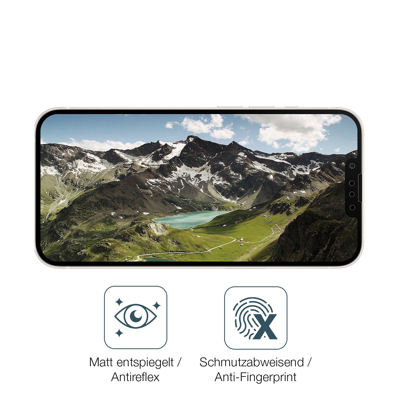 dipos Displayschutz für Apple iPhone 13 Pro, mattierte Oberfläche, robuste Festigkeit und perfekte Passform
