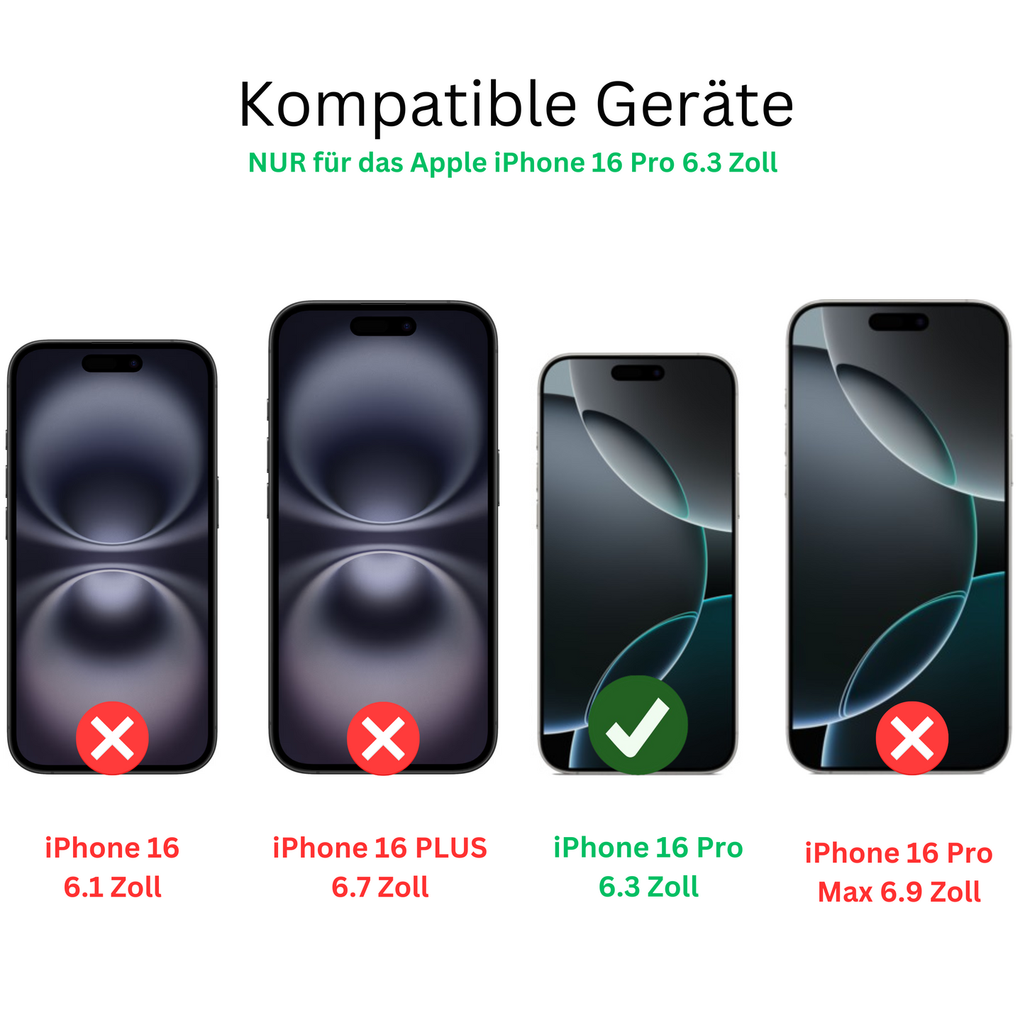 dipos Displayschutz für Apple iPhone 16 Pro, transparente Oberfläche, perfekte Passform auch für die Rundungen