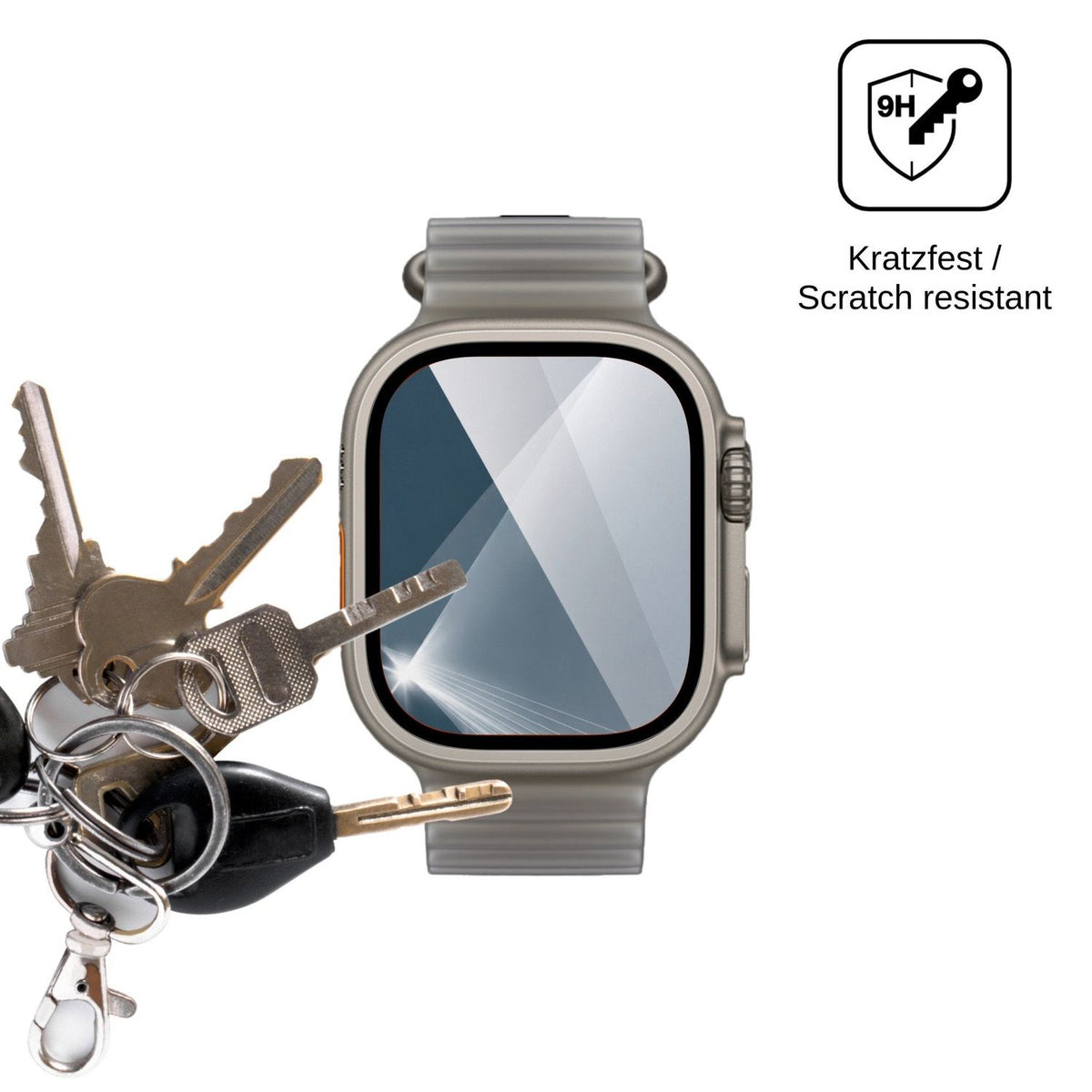 dipos Displayschutz für Apple Watch Ultra 4, transparente Oberfläche, perfekte Passform auch für die Rundungen