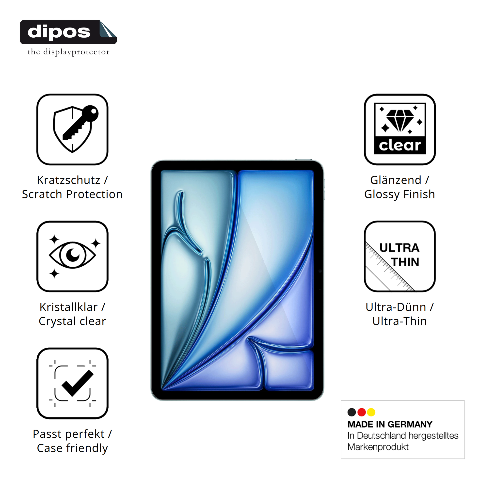 Displayschutz hergestellt in Deutschland, höchste Qualität made in Germany