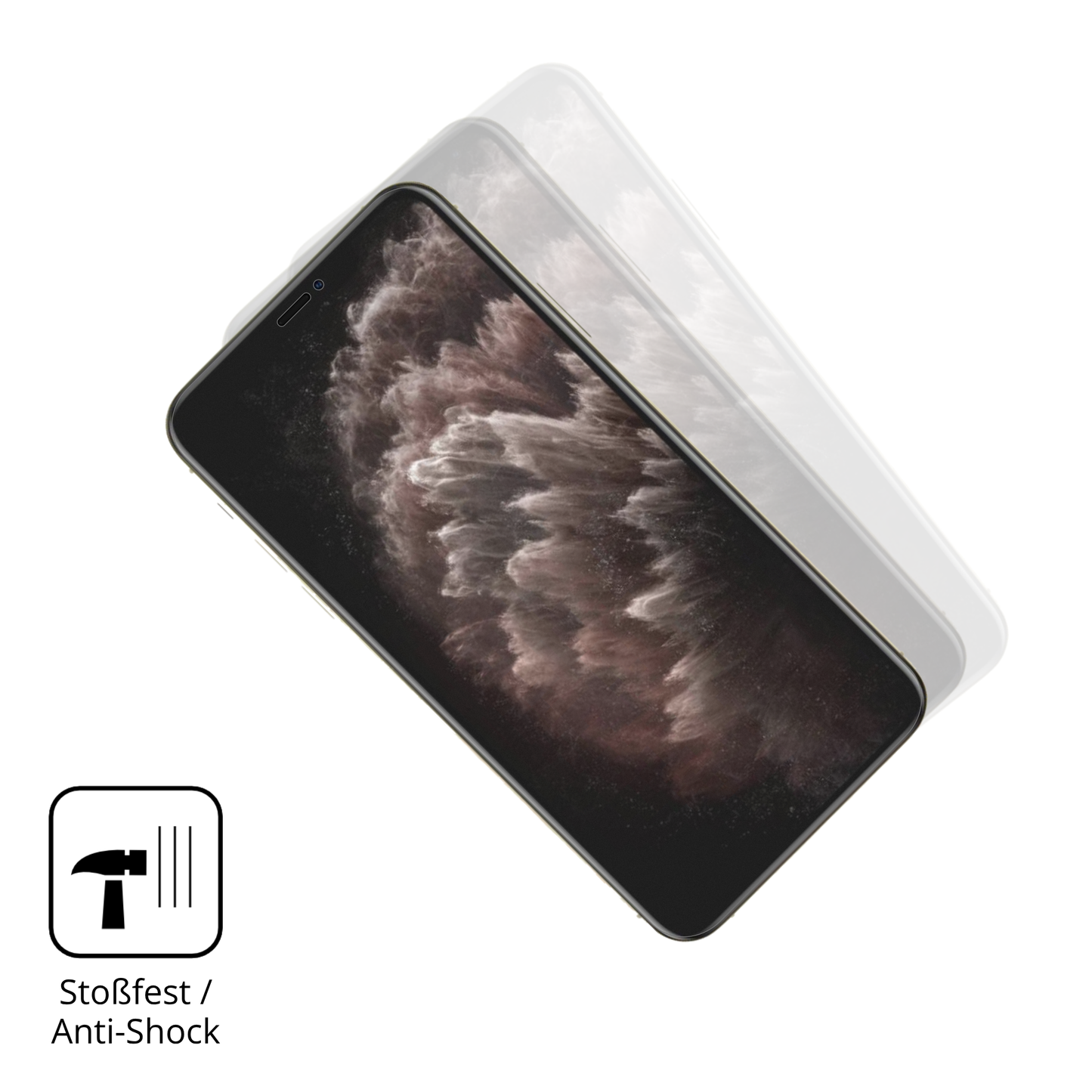 Schutz gegen Kratzer auf dem Apple iPhone 11 Pro Max Glas durch Schlüssel, Stöße gegen die Tischkante oder Stürze