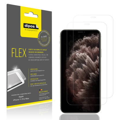 Klare Displayschutzfolie von dipos passend für Apple iPhone 11 Pro Max, 100% Displayabdeckung und blasenfreie Montage