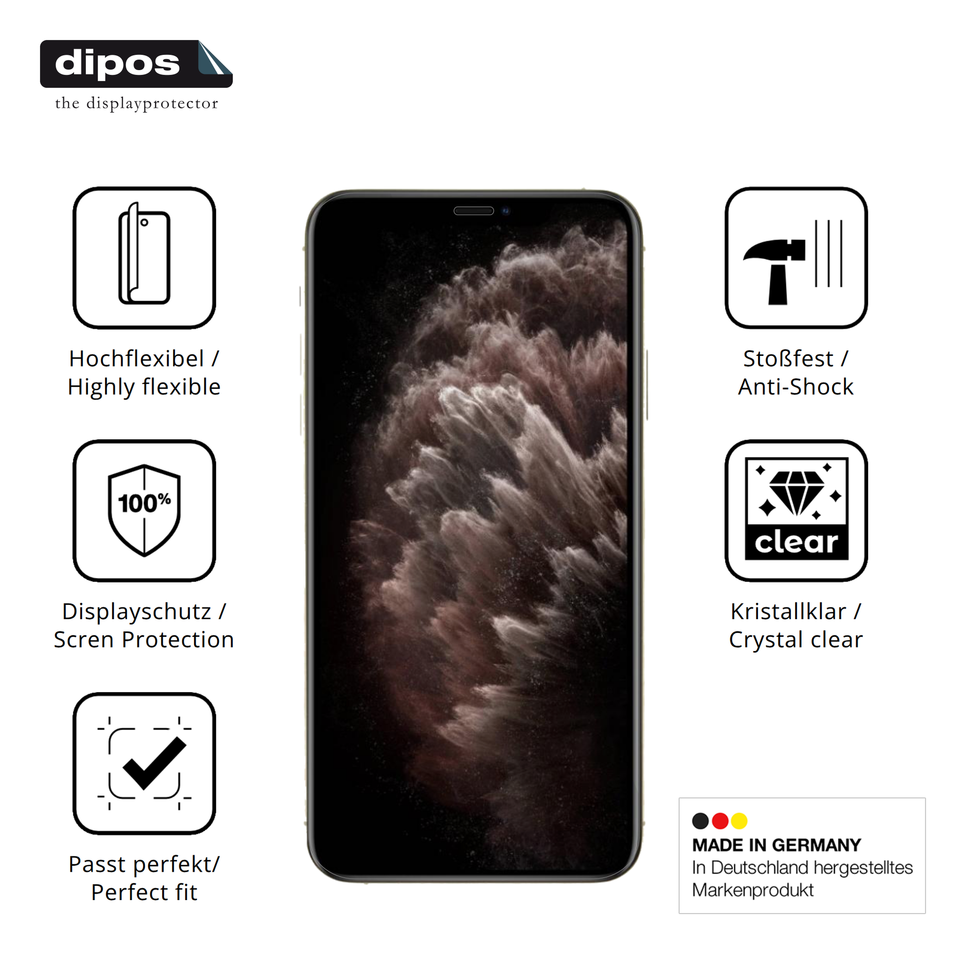 Displayschutz hergestellt in Deutschland, höchste Qualität made in Germany