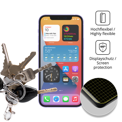 dipos Displayschutz für Apple iPhone 12, transparente Oberfläche, perfekte Passform auch für die Rundungen