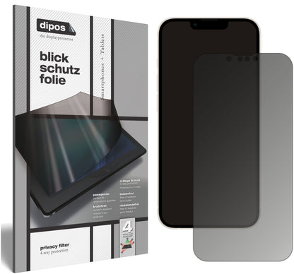Blickschutzfolie von dipos passend für Apple iPhone 13, präziser Zuschnitt und blasenfrei montiert