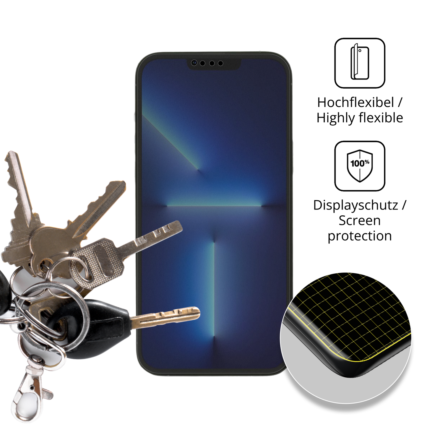 dipos Displayschutz für Apple iPhone 13 Pro, mit Blickschutzfilter und perfekter Passform auch für die Rundungen