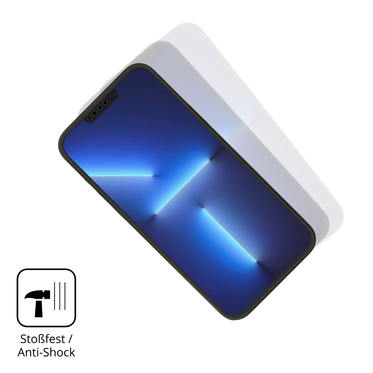 Schutz gegen Kratzer auf dem Apple iPhone 13 Pro Max Glas durch Schlüssel, Stöße gegen die Tischkante oder Stürze